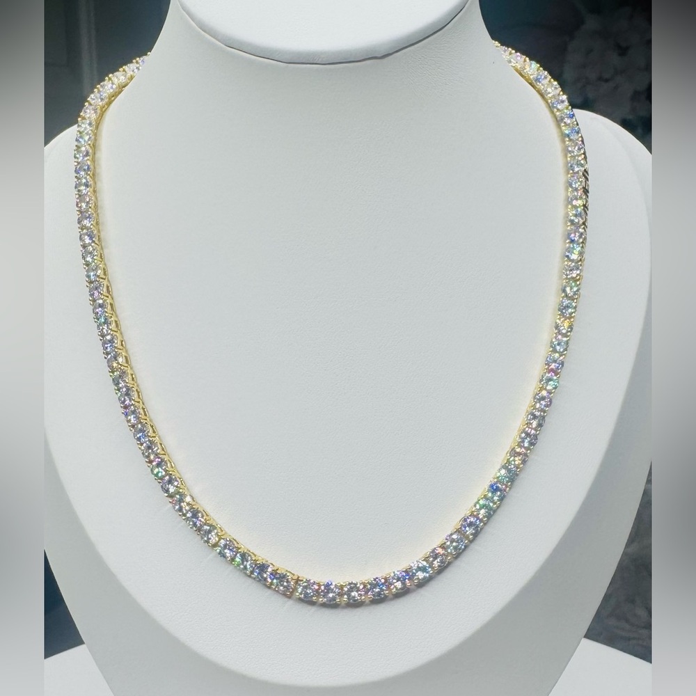 Elegant Gold Tennis Necklace (see video)